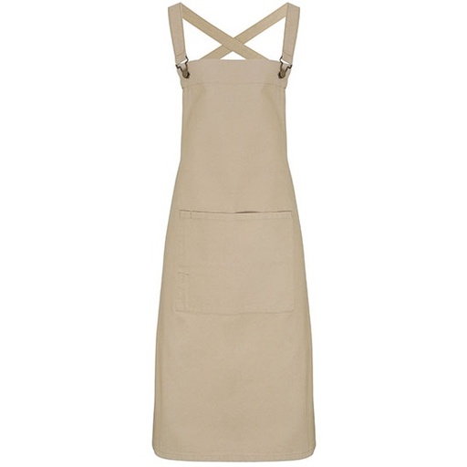 Fartuch baristy z szelkami na krzyż PW129 - Khaki (ca. Pantone 7503C)