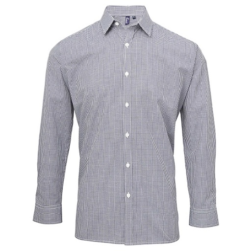 Koszula Męska Slim Bawełniana Popelina Kratka Gingham PW220 - Navy (ca. Pantone 2766C) & White