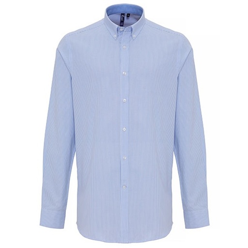 Męska koszula oxford w paski PW238 - White & Oxford Blue