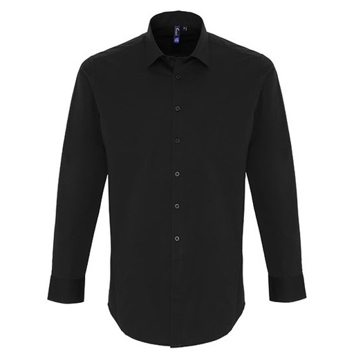 Męska koszula slim z długim rękawem PW244 - Black (ca. Pantone Black C)