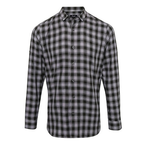 Koszula Meska Slim Bawelniana w Kratke PW250 - Steel (ca. Pantone Cool Grey 11C) & Black (ca. Pantone Black C)
