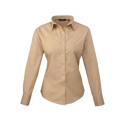 Koszula Damska Klasyczna Popelinowa Latwa Pielegnacja PW300 - Khaki