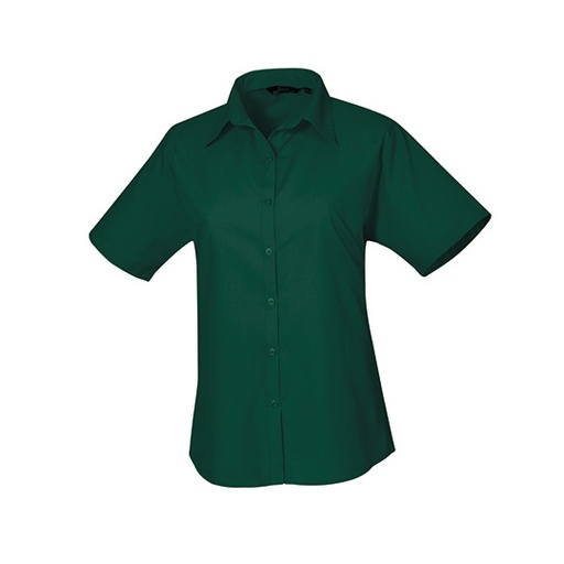 Bluzka Damska Dopasowana Popelina Latwa w Pielegnacji PW302 - Bottle Green