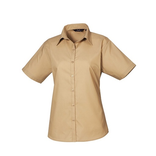 Bluzka Damska Dopasowana Popelina Latwa w Pielegnacji PW302 - Khaki