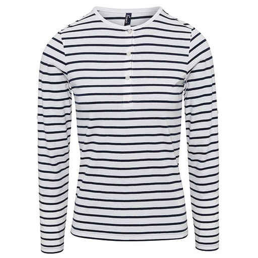 Koszulka damska z podwijanymi rękawami PW318 - White & Navy