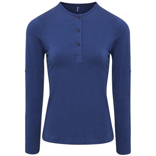 Koszulka damska z podwijanymi rękawami PW318 - Indigo (ca. Pantone 534C)