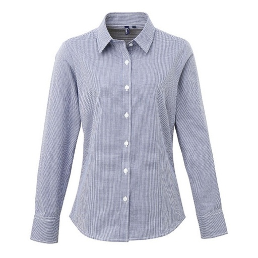 Koszula Damska Slim Fit Popelina Bawełniana PW320 - Navy (ca. Pantone 2766C) & White