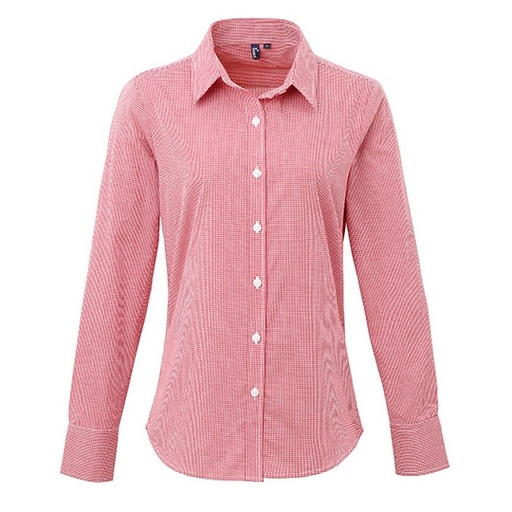 Koszula Damska Slim Fit Popelina Bawełniana PW320 - Red (ca. Pantone 200C) & White