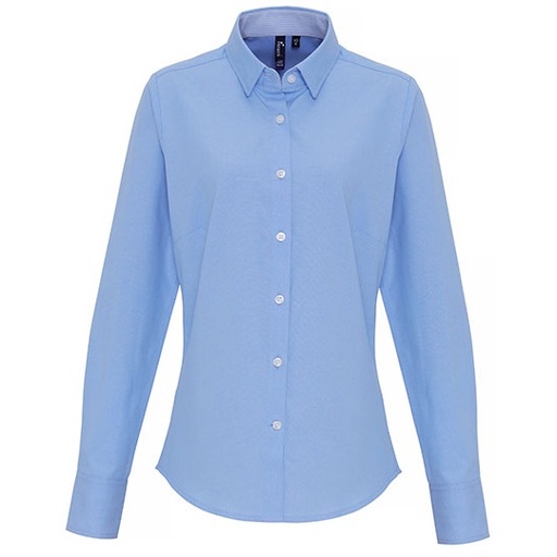 Koszula Damska Slim Fit Oxford Bawełniana PW338 - Oxford Blue (ca. Pantone 7453C)