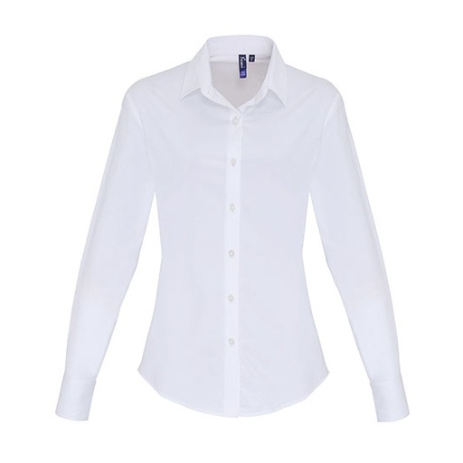 Koszula Damska Dopasowana Bawełna Elastan PW344 - White