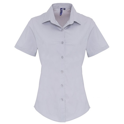 Koszula Damska Slim Fit Popelinowa Elastyczna PW346 - Silver (ca. Pantone 428C)