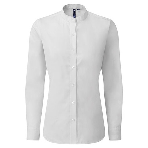 Damska Koszula Grandad Poliester Bawełna PW358 - White