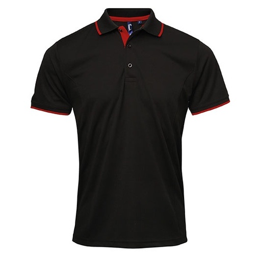 Męskie polo slim PW618 - Black (ca. Pantone Black C) & Red (ca. Pantone 200C)