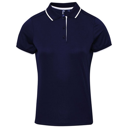 Polo Damskie Slim Odprowadzajace Wilgoc PW619 - Navy (ca. Pantone 2378C) & White