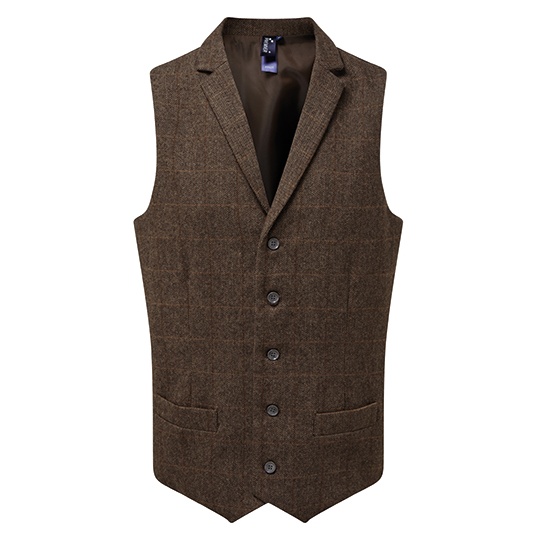 Męska kamizelka w jodełkę - Brown Check (ca. Pantone 7519C)