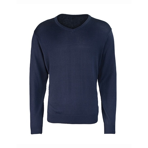 Sweter Meski Klasyczny Bawelniany Dekolt V PW694 - Navy (ca. Pantone 2378C)