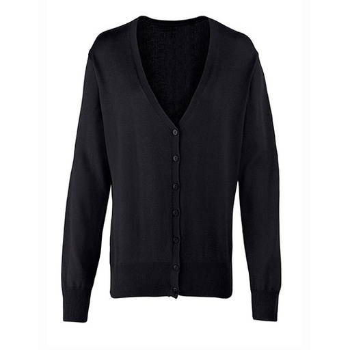 Kardigan Damski Klasyczny Dzianina Bawełniana PW697 - Black (ca. Pantone Black C)