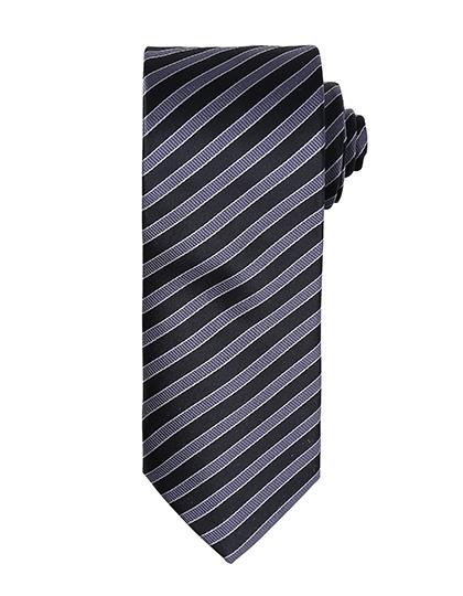 Krawat w podwójne paski - Black (ca. Pantone Black C) & Dark Grey