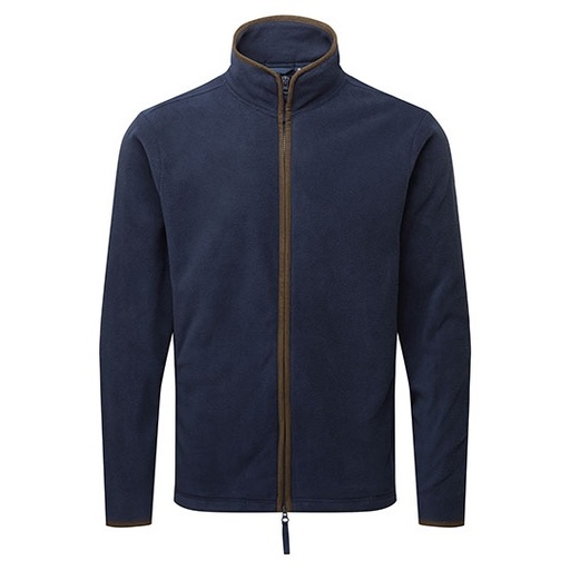 Bluza Męska Z Zamkiem Polarowa PW823 - Navy (ca. Pantone 533C) & Brown (ca. Pantone 4975C)
