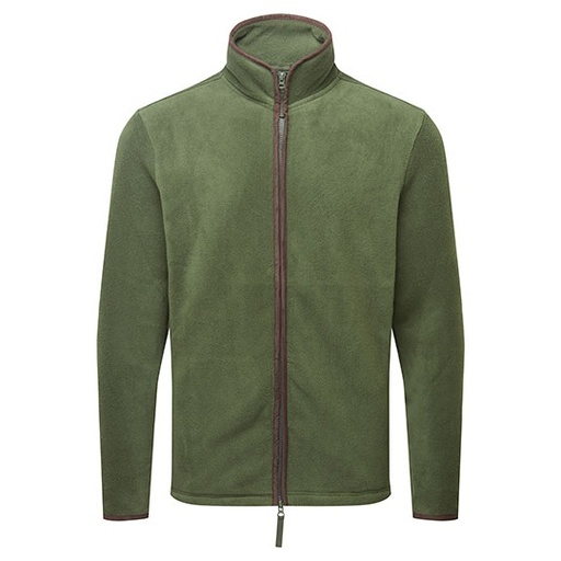 Bluza Meska Z Zamkiem Polarowa PW823 - Moss Green (ca. Pantone 2410C) & Brown (ca. Pantone 4975C)