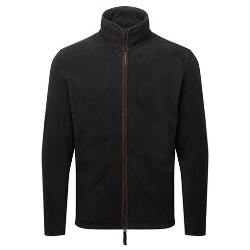 Bluza Meska Z Zamkiem Polarowa PW823 - Black (ca. Pantone Black C) & Brown (ca. Pantone 4975C)