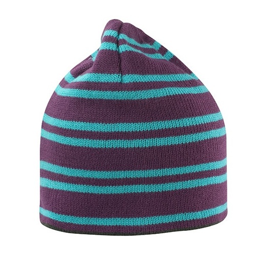 Czapka Dwustronna Dzianinowa Ciepla RC354 - Plum & Turquoise & Grey