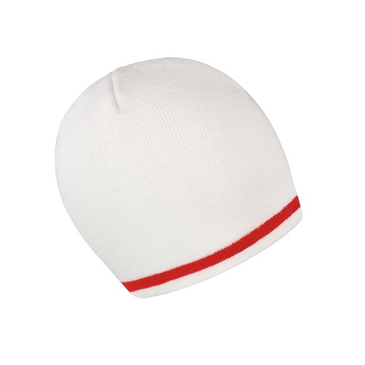[RC368-1000146613] Czapka Dzianinowa Akrylowa RC368 - White & Red