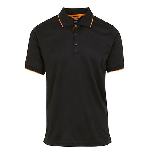 Koszulka Polo Meska Poliestrowa Odprowadzajaca Wilgoc RG264 - Black & Orange Pop