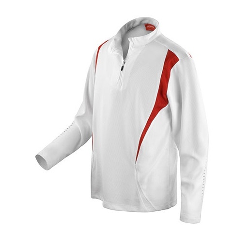 Koszulka Treningowa Długi Rękaw Odprowadzajaca Wilgoc RT178X - White & Red & White