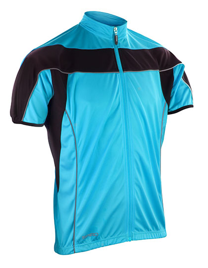 Meska koszulka rowerowa z pelnym zamkiem RT188M - Aqua & Black