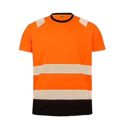 Koszulka Meska Ostrzegawcza Poliester Recykling RT502 - Fluorescent Orange & Black