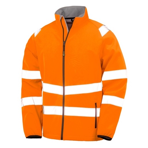Softshell Męski Długi Rękaw Ostrzegawczy Recykling RT505 - Fluorescent Orange & Black