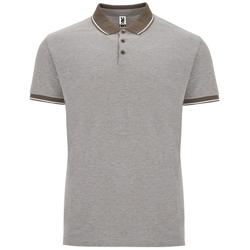 Koszulka Polo Męska Bawełniana Pika Melanzowa RY0395 - Heather Dark Green Brown 153