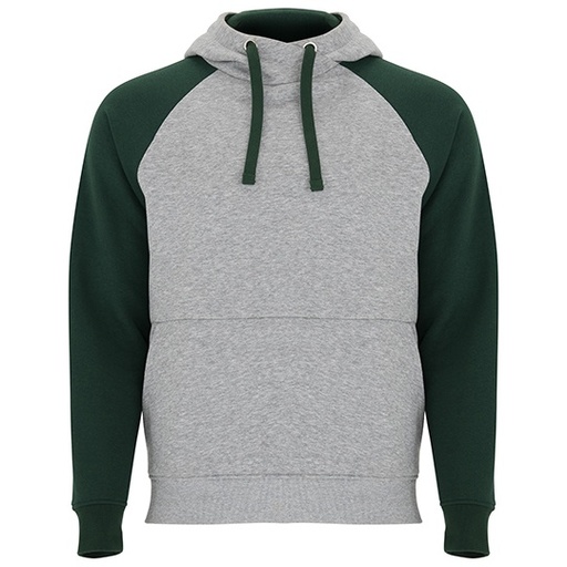 Bluza unisex z kapturem RY1058 - Heather Grey 58 & Bottle Green 56