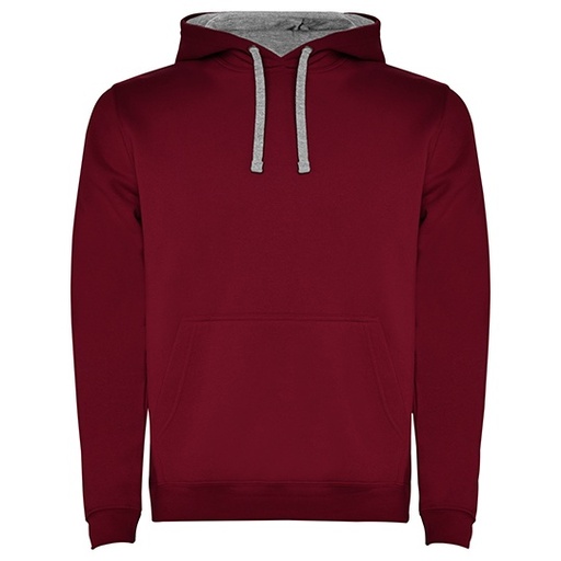 Męska bluza z kapturem i kieszenią kangurka RY1067 - Garnet Red 57 & Heather Grey 58
