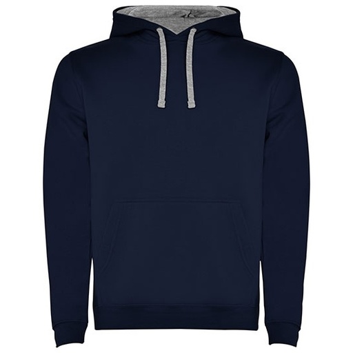 Męska bluza z kapturem i kieszenią kangurka RY1067 - Navy Blue 55 & Heather Grey 58