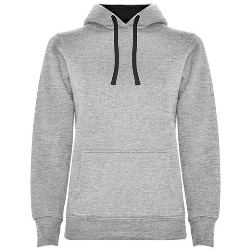 Damska bluza z kapturem Slim RY1068 - Heather Grey 58 & Black 02