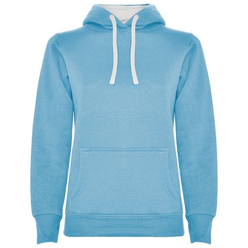Damska bluza z kapturem Slim RY1068 - Sky Blue 10 & White 01