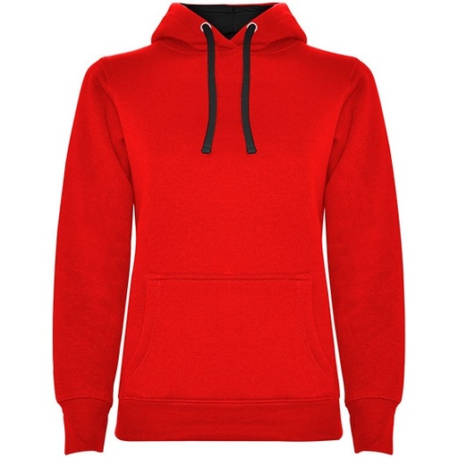 Damska bluza z kapturem Slim RY1068 - Red 60 & Black 02