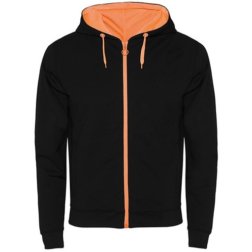 Bluza unisex z kapturem RY1105 - Black 02 & Fluor Orange 223