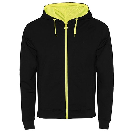 Bluza unisex z kapturem RY1105 - Black 02 & Fluor Yellow 221