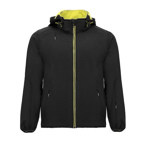 Kurtka softshellowa z kapturem RY6428 - Black 02 & Lime Punch 235