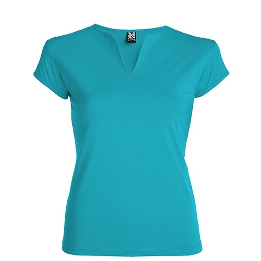 Damski T-shirt Slim Bawełna Czesana z Elastanem RY6532 - Turquoise 12