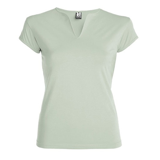 Damski T-shirt Slim Bawełna Czesana z Elastanem RY6532 - Mist Green 264