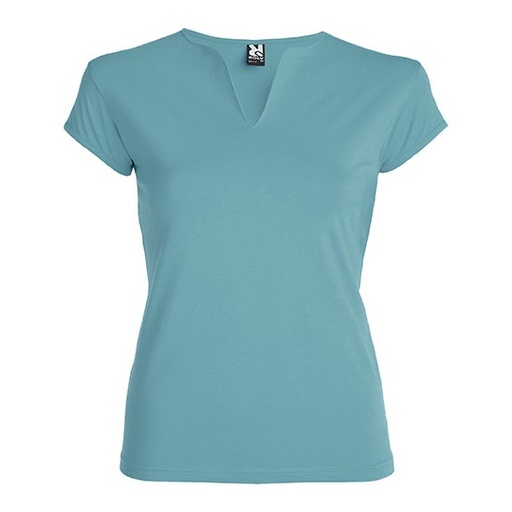 Damski T-shirt Slim Bawełna Czesana z Elastanem RY6532 - Dusty Blue 267