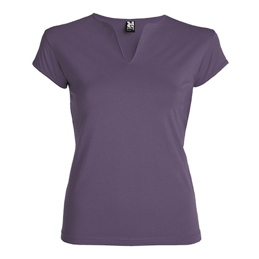 Damski T-shirt Slim Bawełna Czesana z Elastanem RY6532 - Lilac 121
