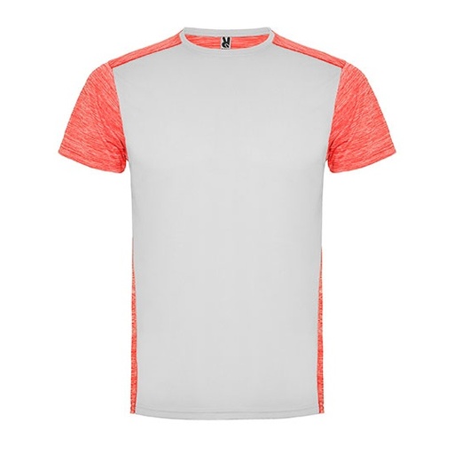 Męski T-Shirt Funkcyjny RY6653 - White 01 & Heather Fluor Coral 244