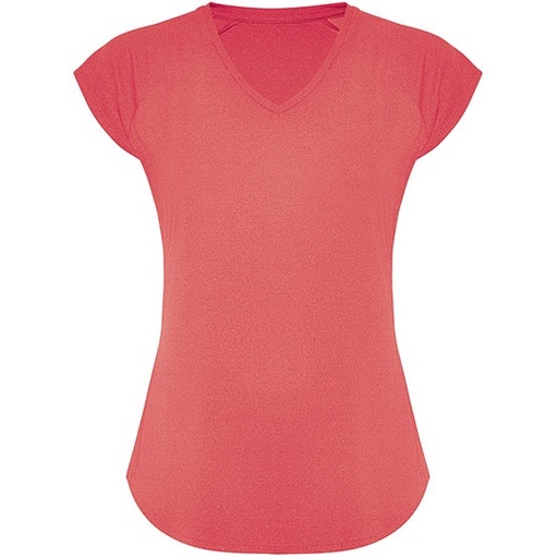 T-shirt funkcyjny slim z dekoltem w szpic RY6658 - Fluor Coral 234