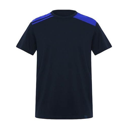 T-Shirt z Kontrastowymi Wstawkami RY8411 - Navy Blue 55 & Royal Blue 05