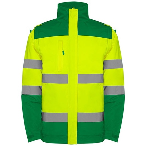Parka robocza z odpinanymi rękawami RY9304 - Garden Green 52 & Fluor Yellow 221